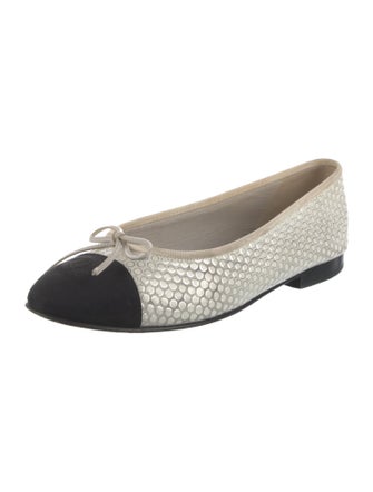 Chanel Interlocking CC Logo Suede Ballet Flats