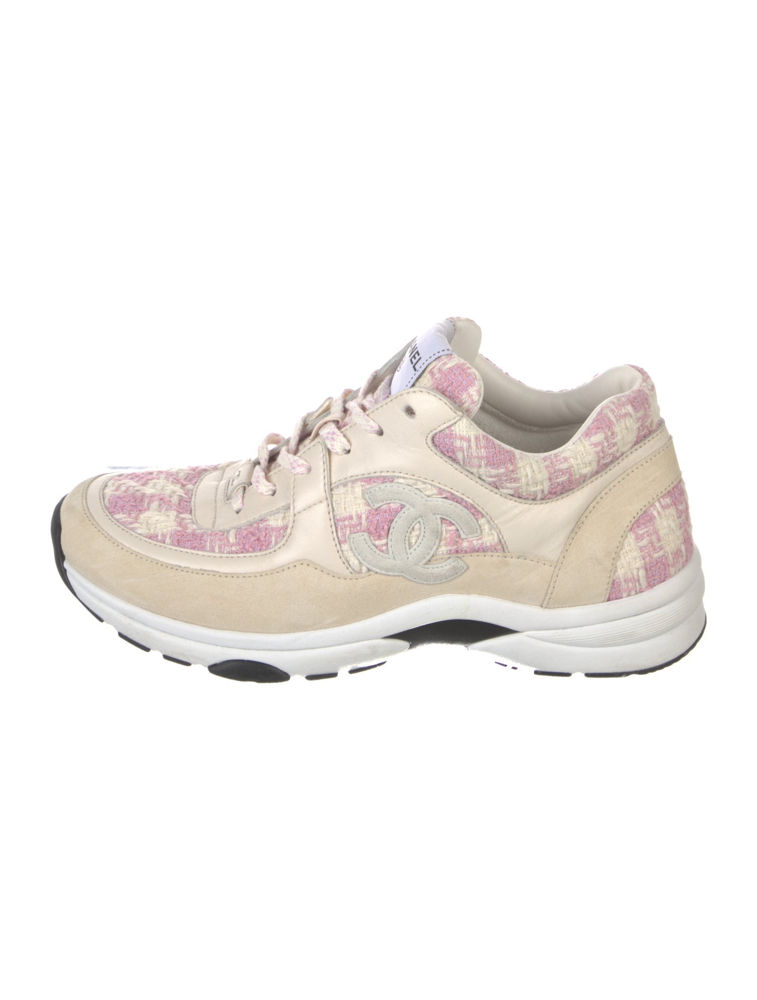 Chanel Interlocking CC Logo Tweed Sneakers