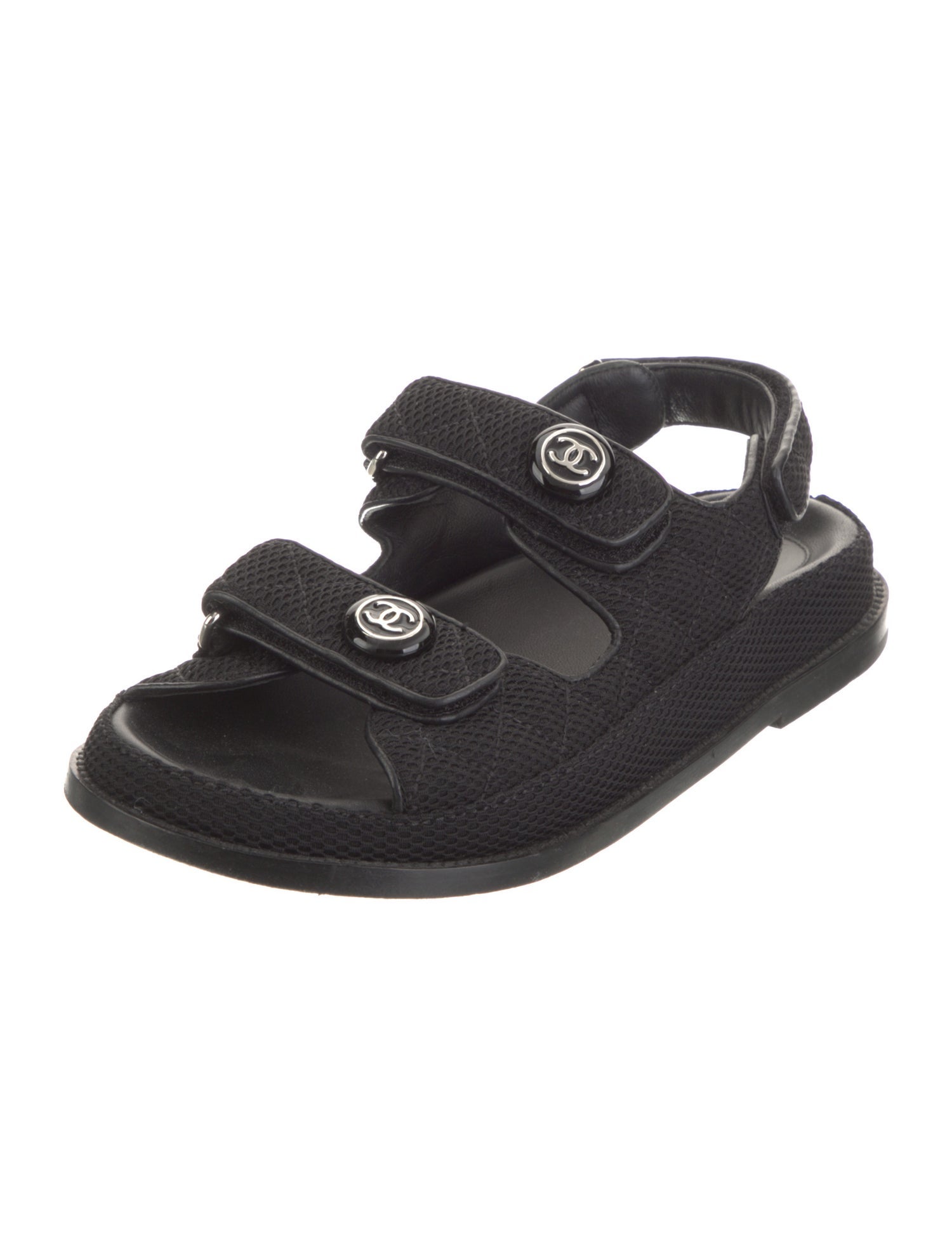 Chanel Interlocking CC Logo Mesh Slingback Sandals