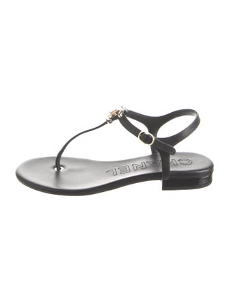 Chanel 2024 Interlocking CC Logo T-Strap Sandals
