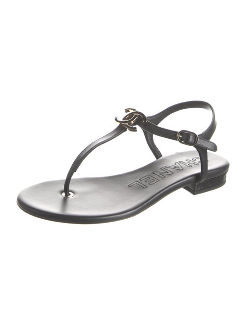 Chanel 2024 Interlocking CC Logo T-Strap Sandals