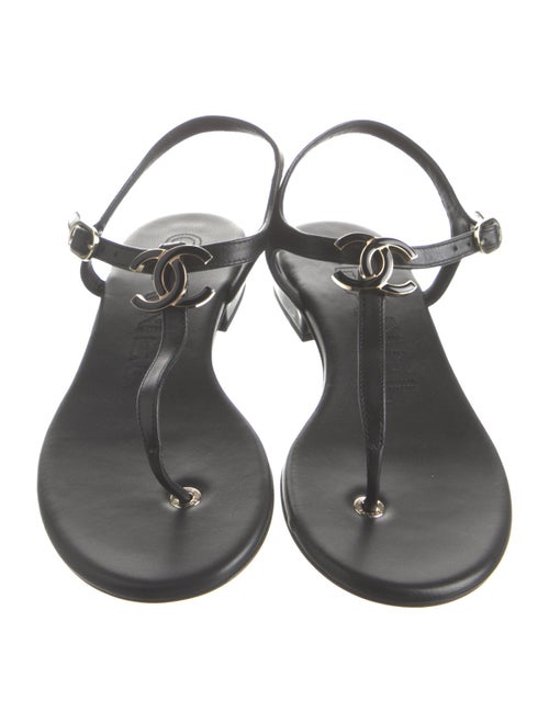 Chanel 2024 Interlocking CC Logo T-Strap Sandals