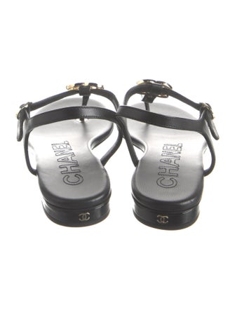 Chanel 2024 Interlocking CC Logo T-Strap Sandals