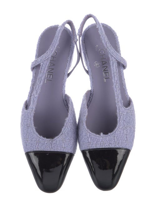 Chanel Interlocking CC Logo Tweed Slingback Flats