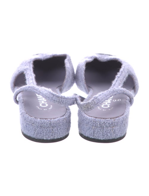 Chanel Interlocking CC Logo Tweed Slingback Flats
