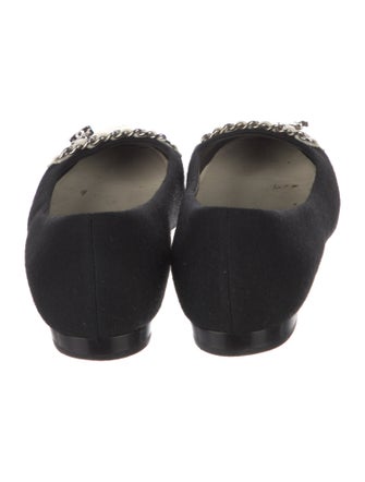Chanel Interlocking CC Logo Chain-Link Accents Ballet Flats
