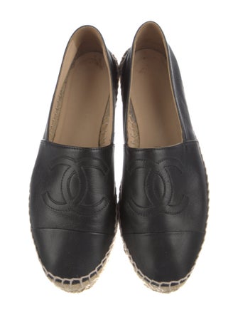 Chanel Interlocking CC Logo Leather Espadrilles