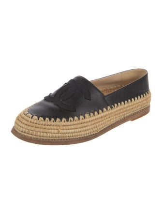Chanel Interlocking CC Logo Leather Espadrilles