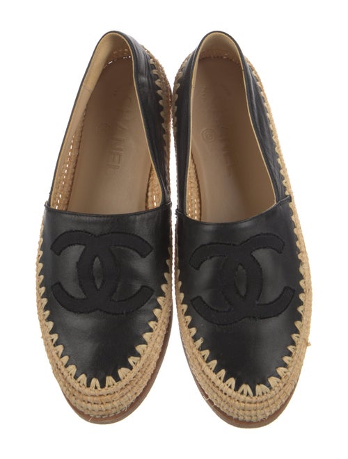 Chanel Interlocking CC Logo Leather Espadrilles