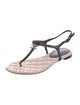 Chanel Interlocking CC Logo Leather T-Strap Sandals