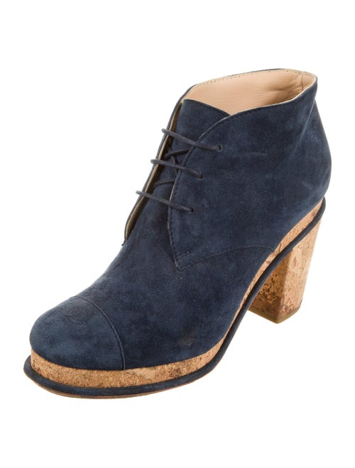 Chanel Interlocking CC Logo Suede Lace-Up Boots