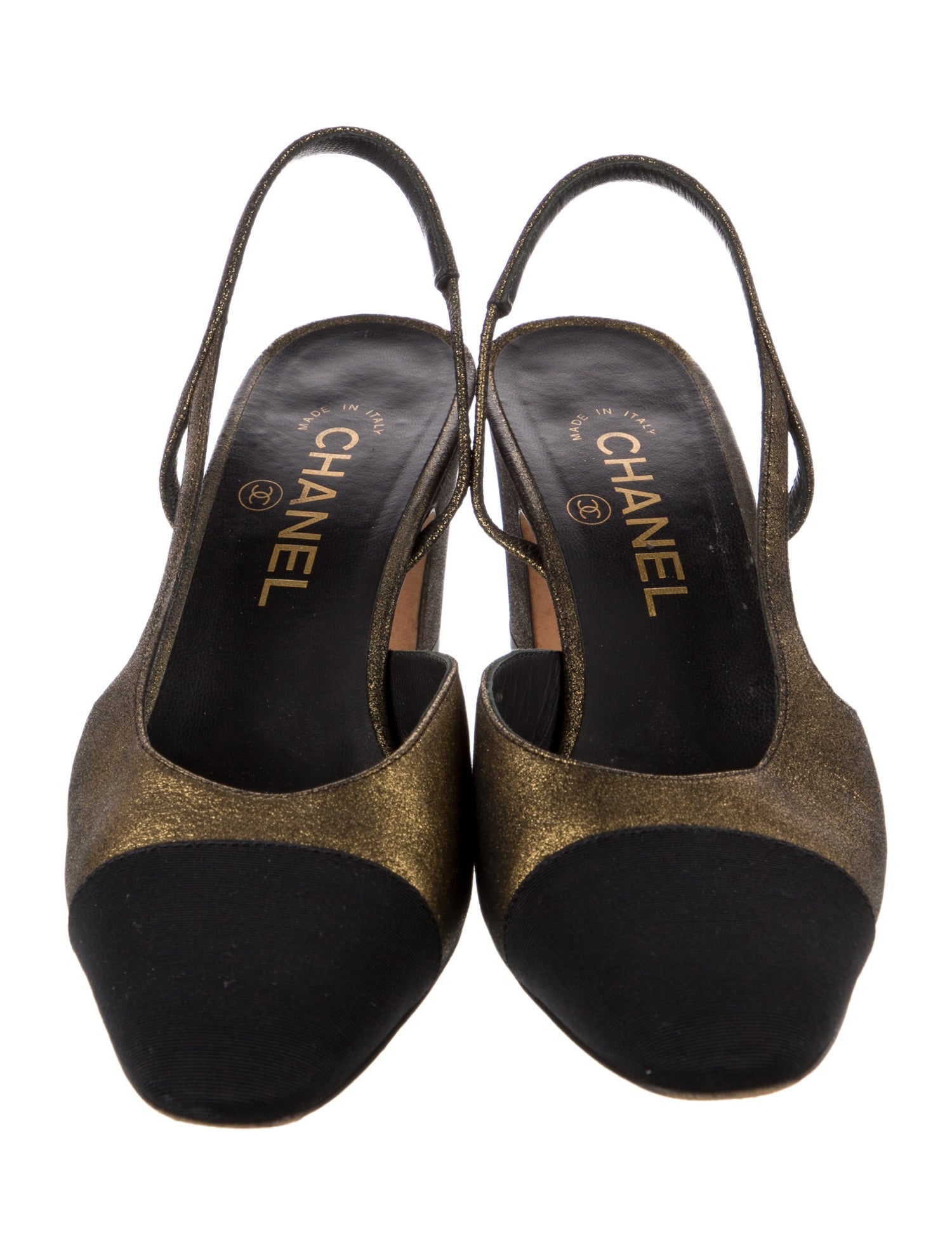 Chanel Interlocking CC Logo Suede Slingback Pumps