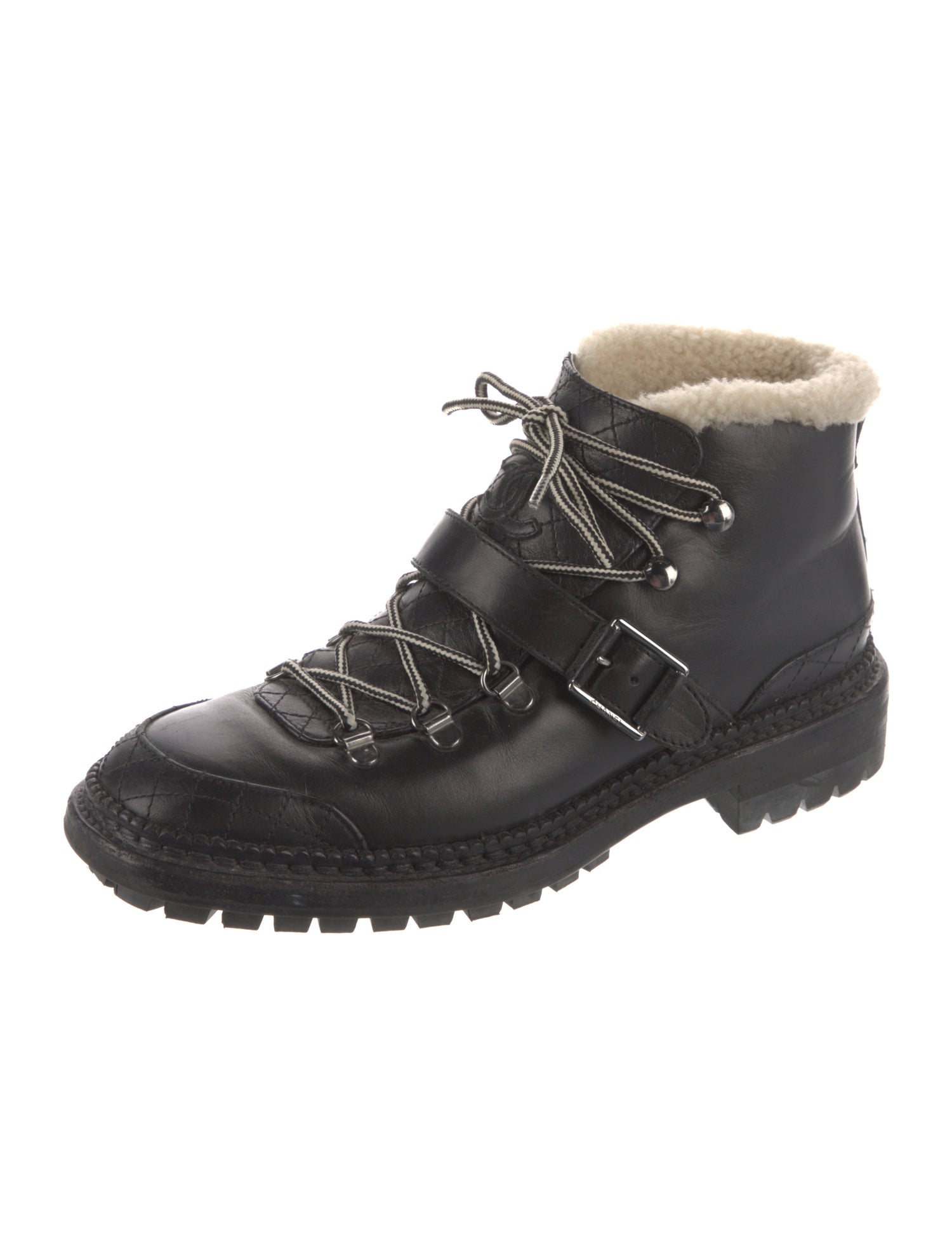 Chanel 2015 Interlocking CC Logo Combat Boots