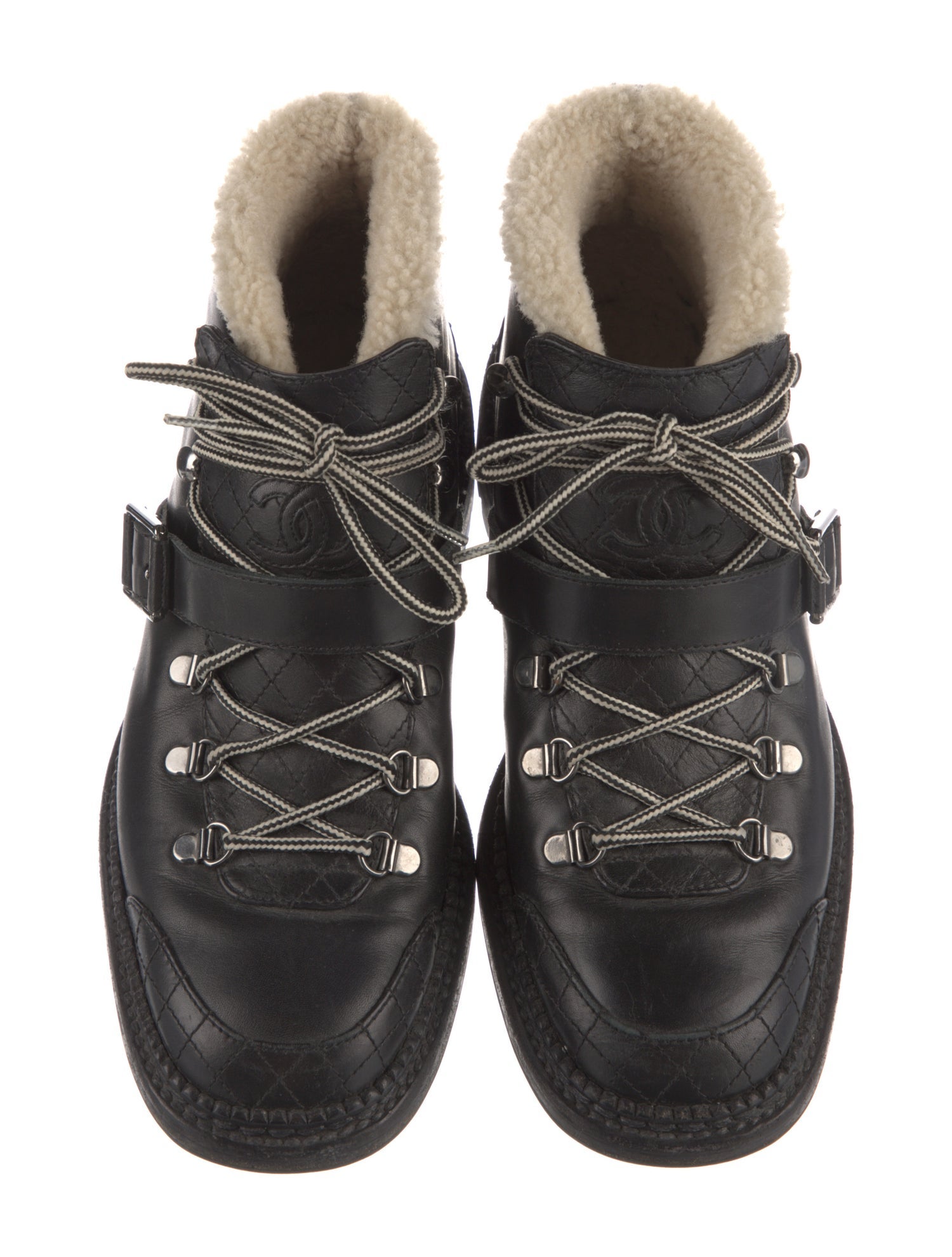 Chanel 2015 Interlocking CC Logo Combat Boots