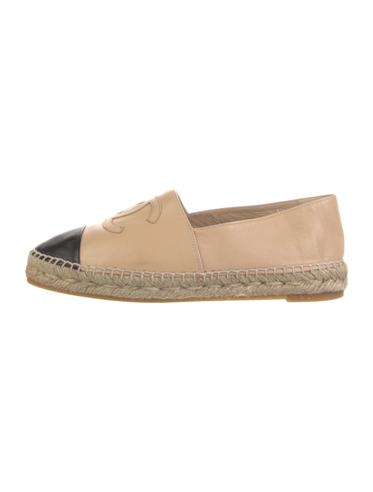 Chanel Interlocking CC Logo Leather Espadrilles