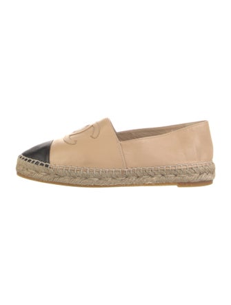 Chanel Interlocking CC Logo Leather Espadrilles