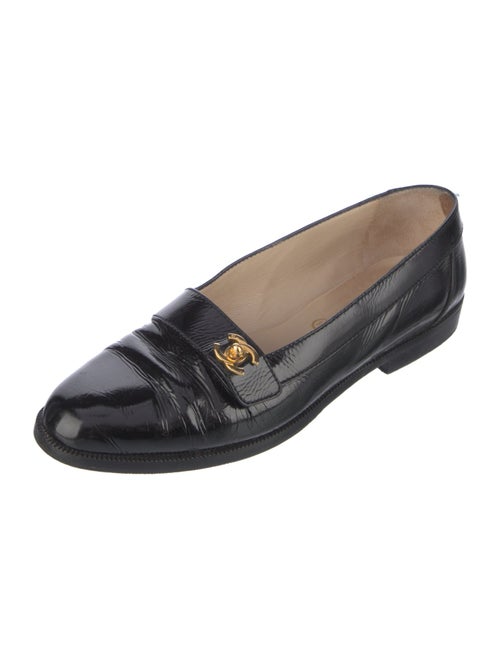 Chanel Interlocking CC Logo Patent Leather Loafers