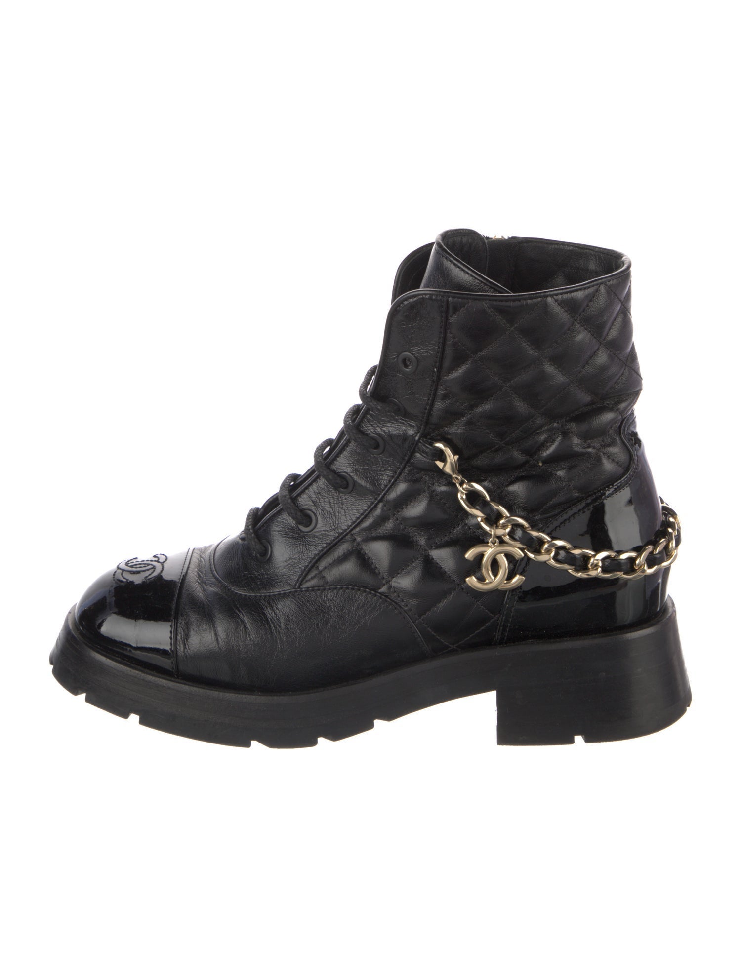 Chanel 2022 Interlocking CC Logo Combat Boots