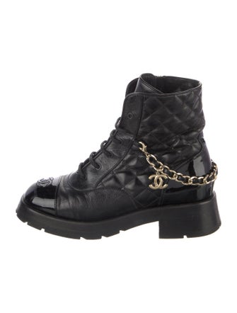 Chanel 2022 Interlocking CC Logo Combat Boots