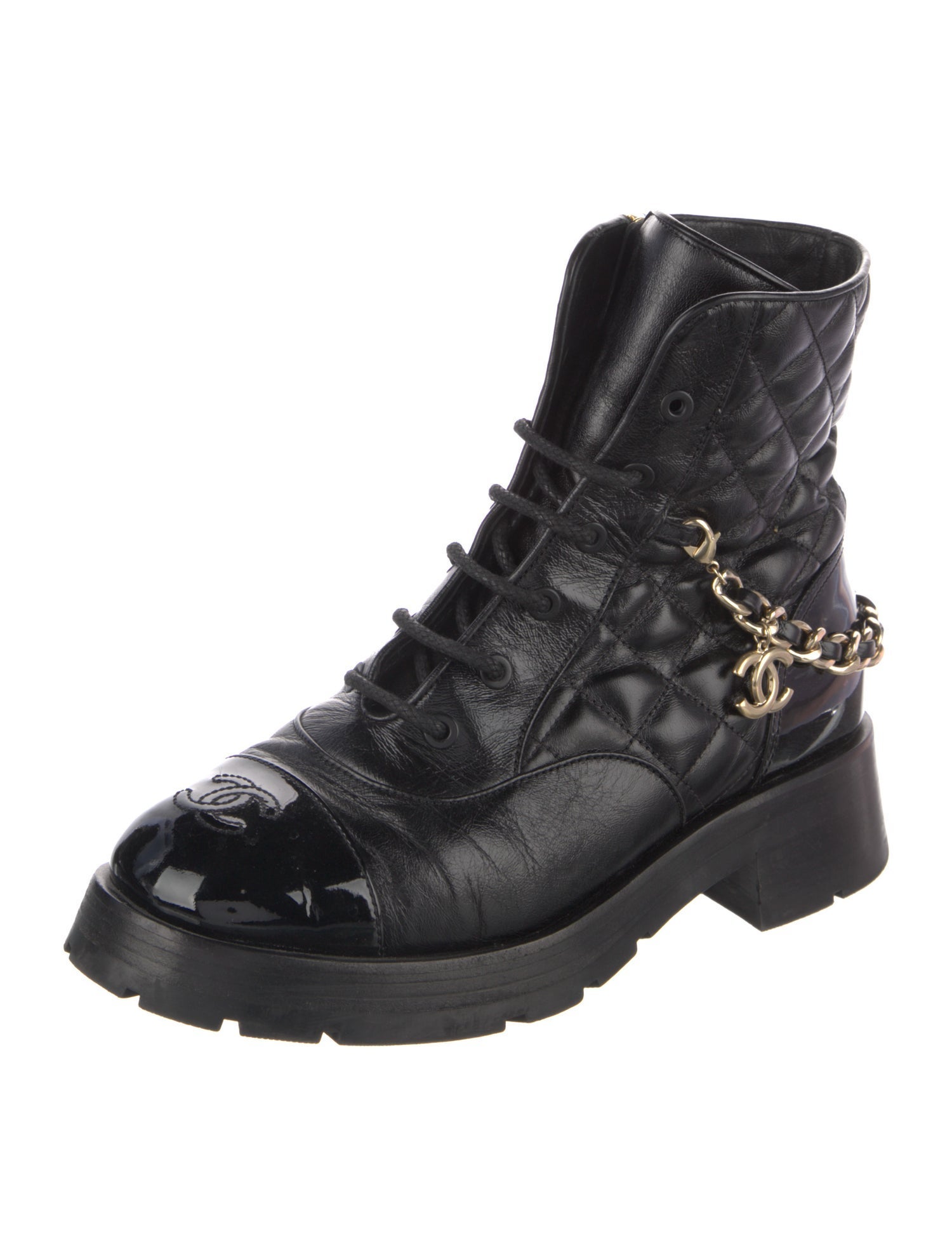 Chanel 2022 Interlocking CC Logo Combat Boots