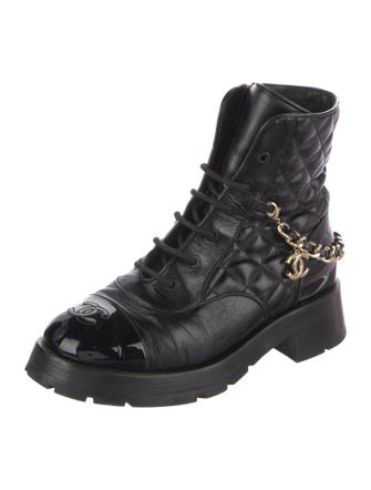 Chanel 2022 Interlocking CC Logo Combat Boots