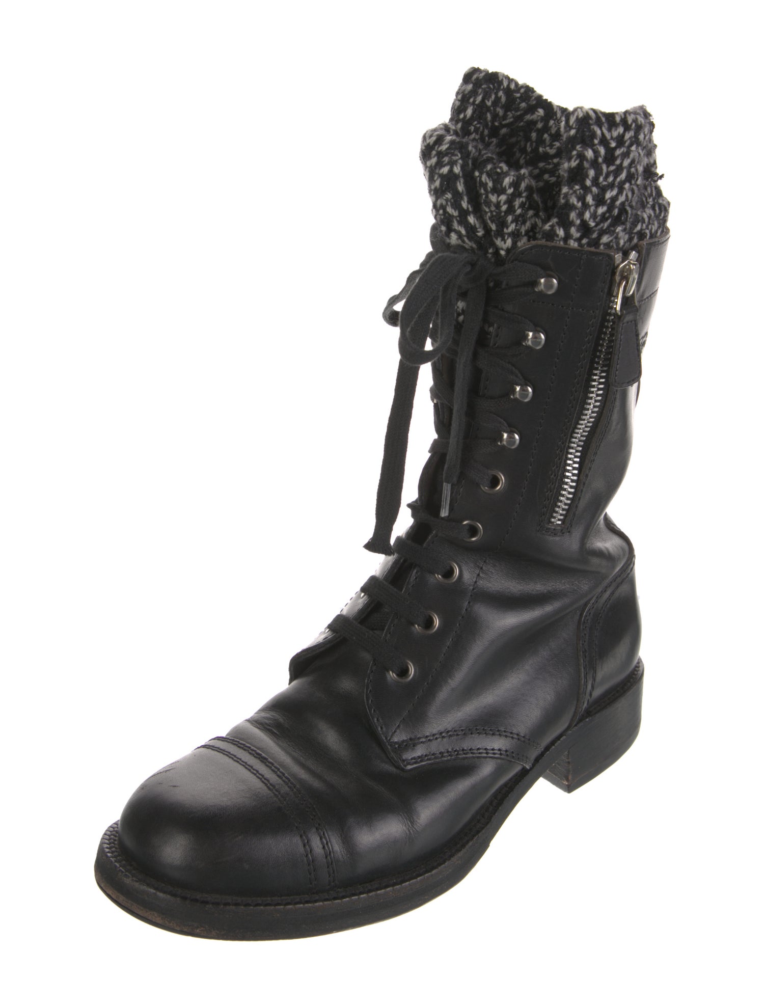 Chanel 2011 Interlocking CC Logo Combat Boots