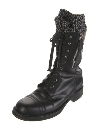 Chanel 2011 Interlocking CC Logo Combat Boots