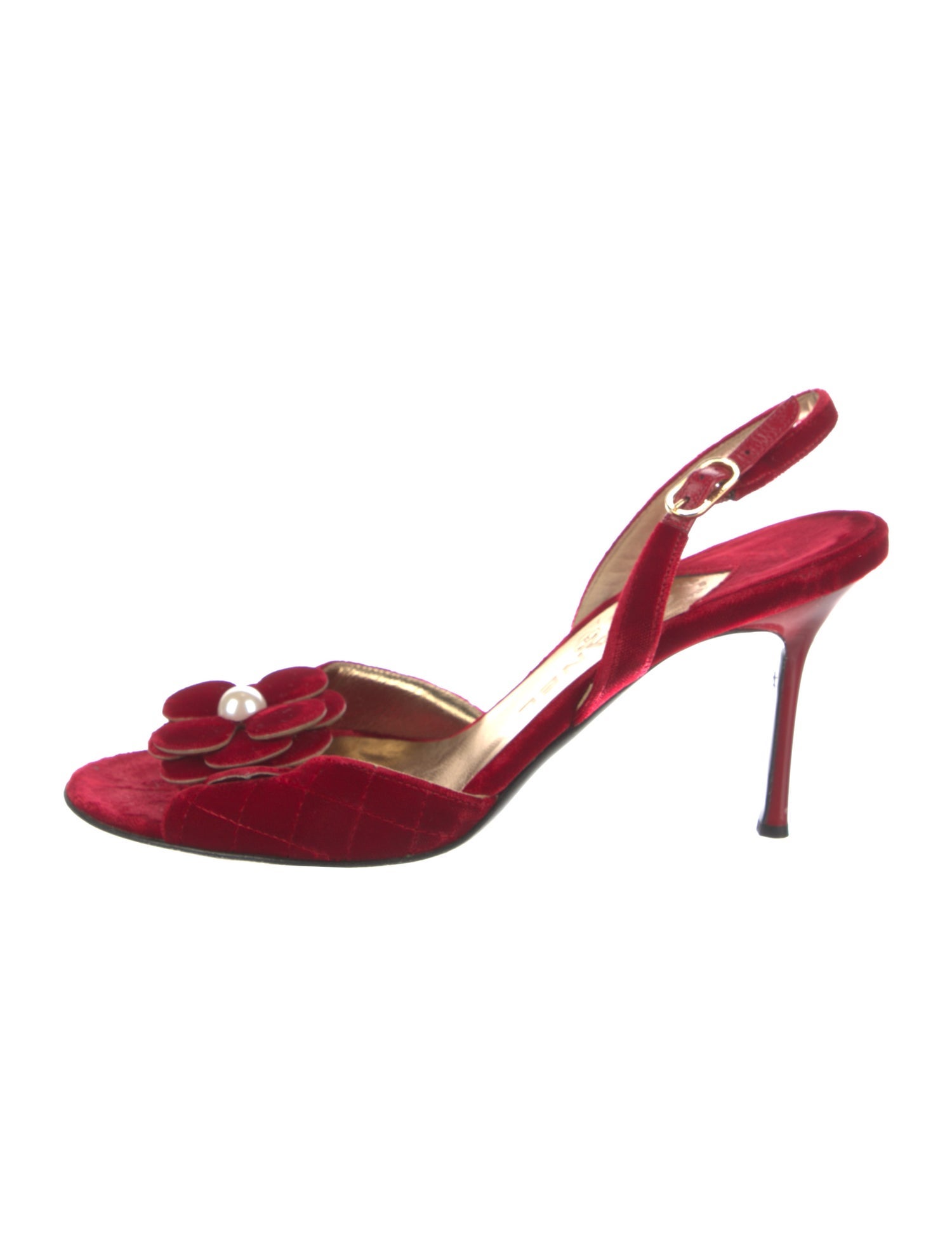 Chanel Vintage Faux Pearl Accents Slingback Sandals
