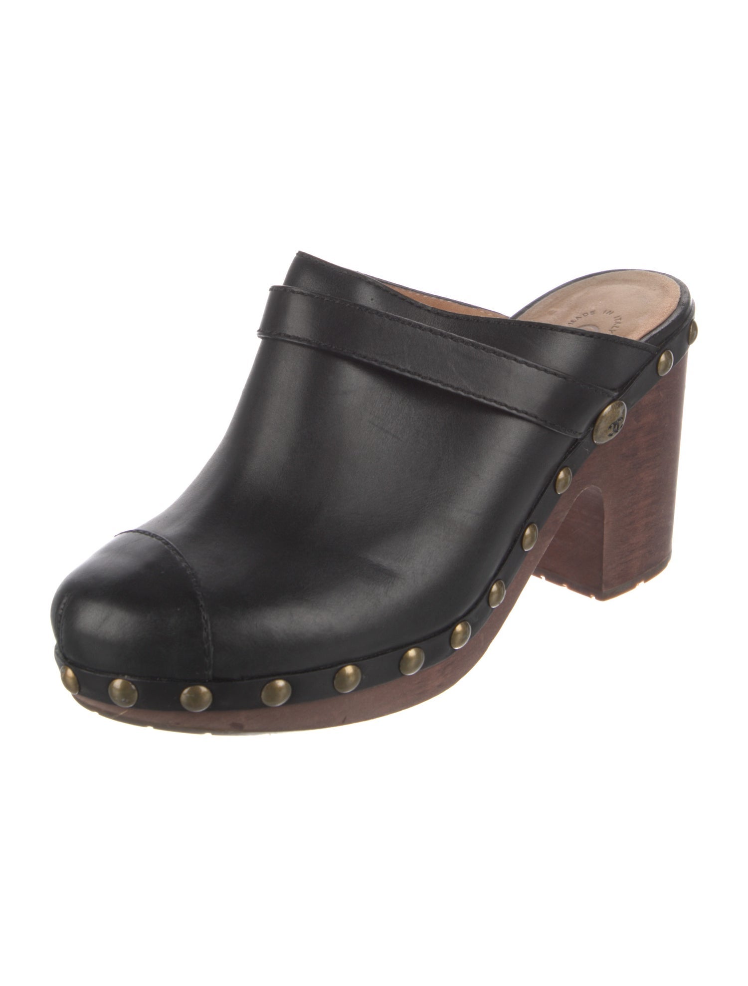 Chanel Interlocking CC Logo Leather Mules