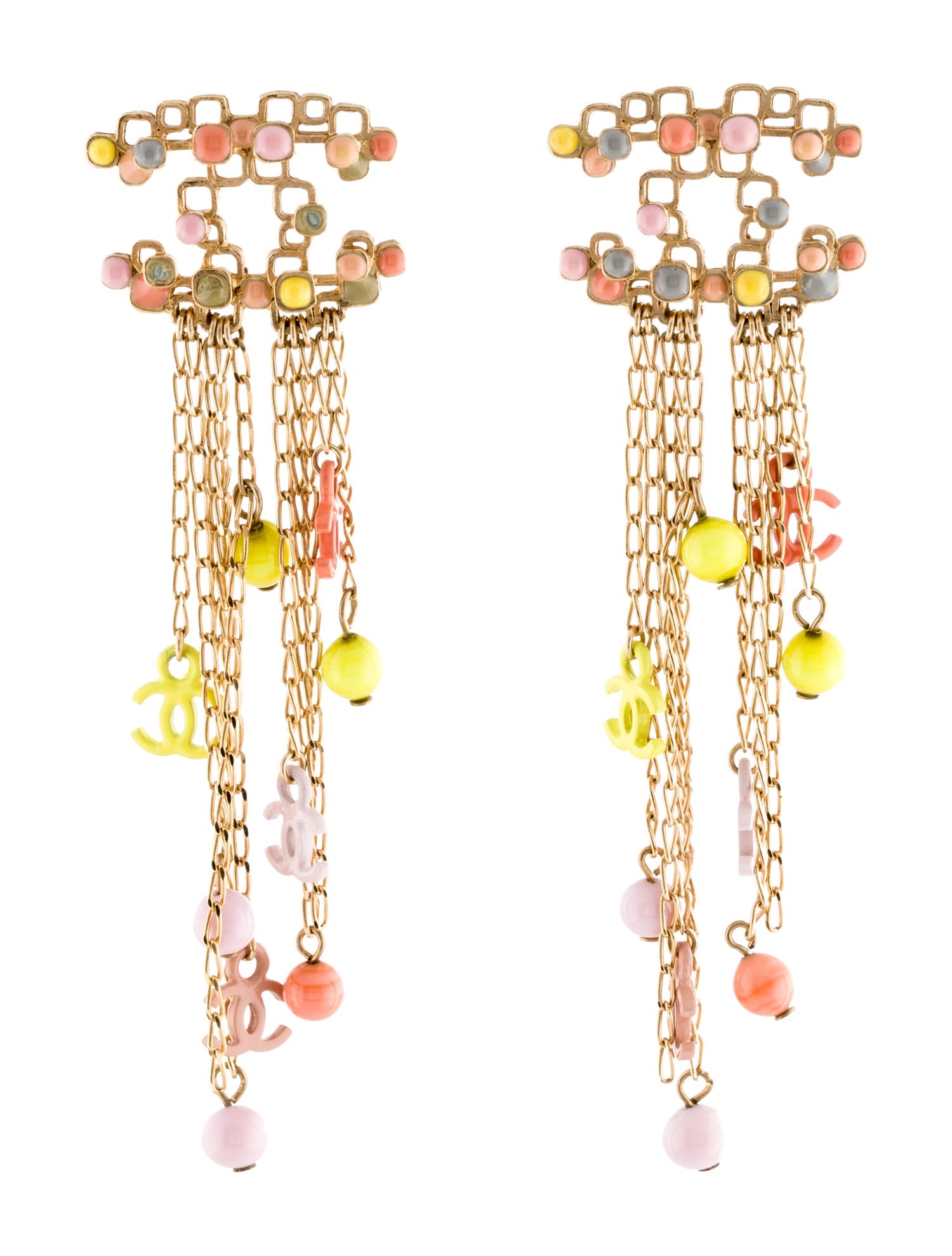Chanel Enamel CC Tassel Earrings