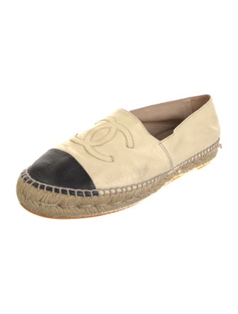 Chanel Interlocking CC Logo Leather Espadrilles