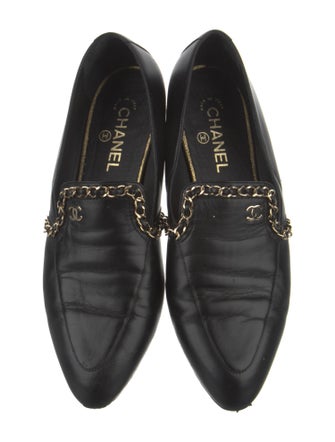 Chanel Interlocking CC Logo Leather Loafers