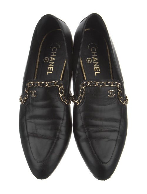 Chanel Interlocking CC Logo Leather Loafers