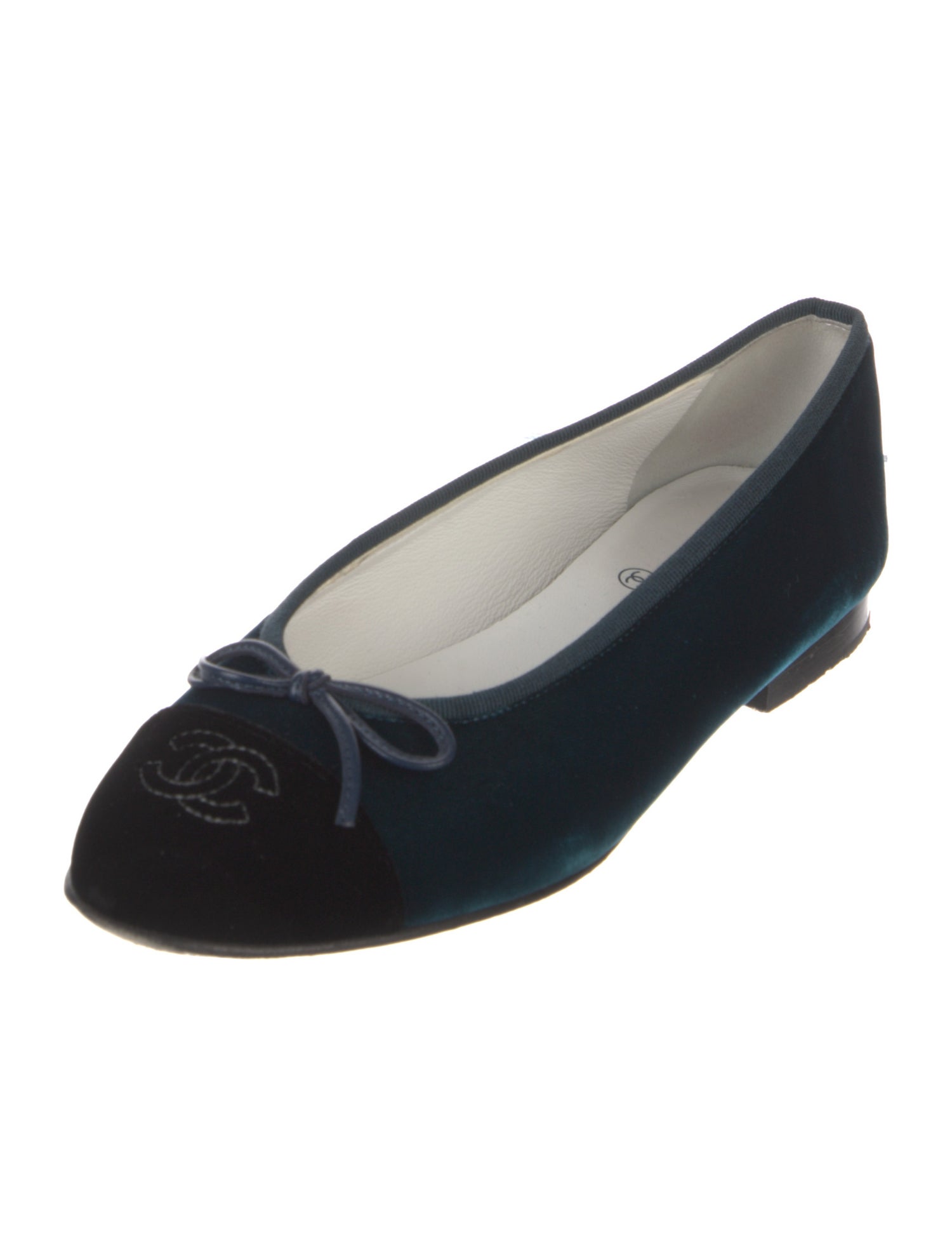 Chanel Interlocking CC Logo Velvet Ballet Flats