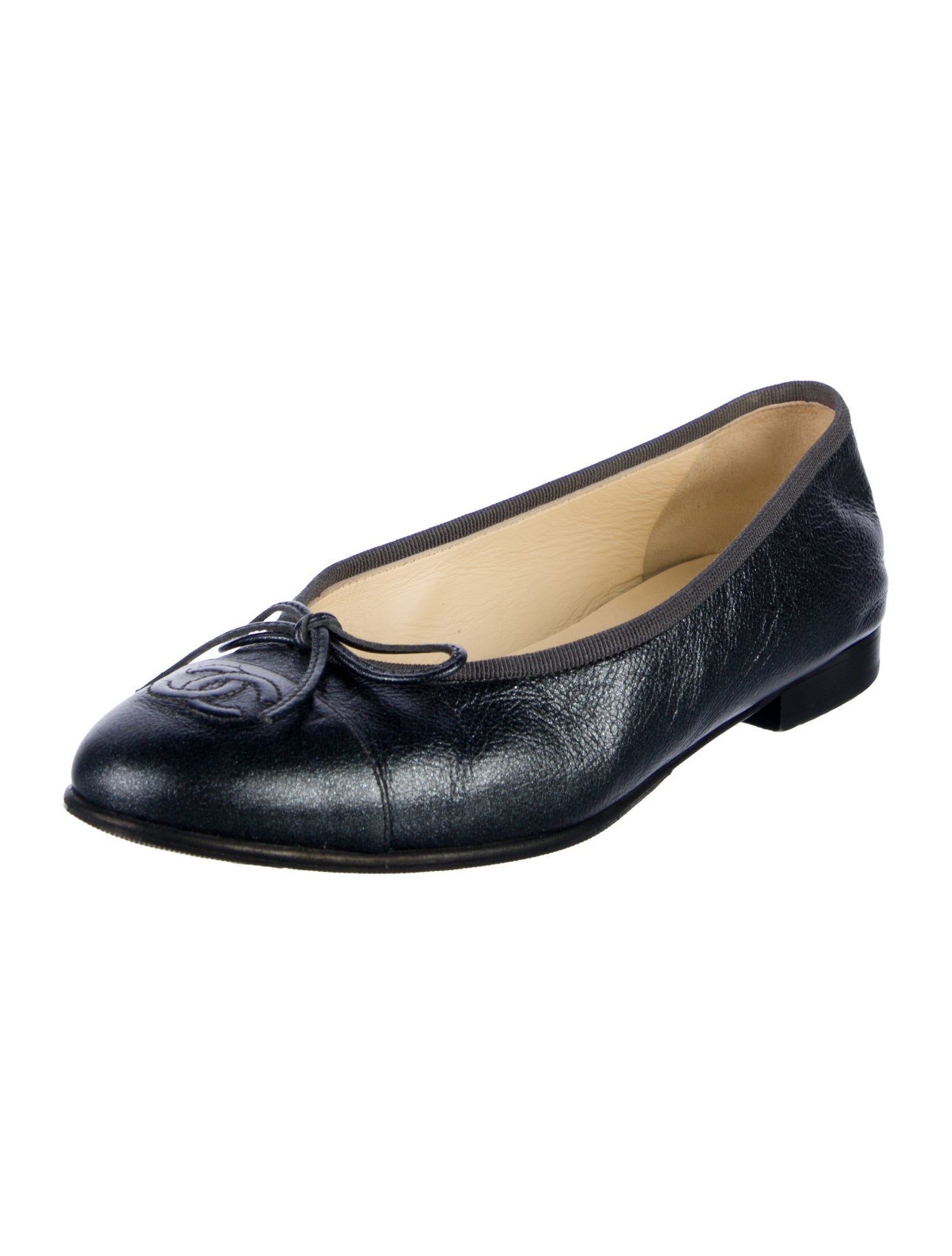 Chanel Interlocking CC Logo Lambskin Ballet Flats