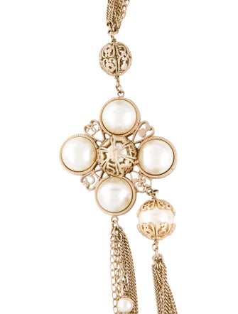 Chanel Faux Pearl CC Station Necklace