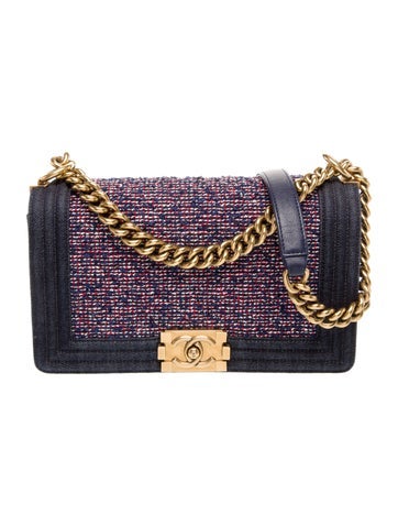 Chanel Shoulder Bags Medium Denim Tweed Boy Bag