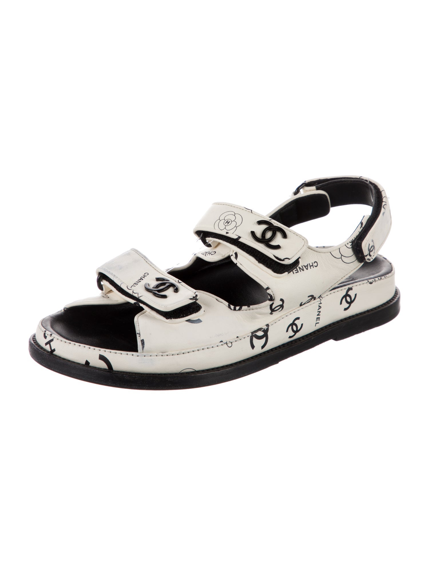 Chanel 2022 Interlocking CC Logo Slingback Sandals