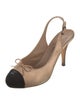 Chanel Interlocking CC Logo Satin Slingback Pumps