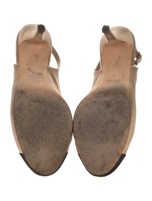 Chanel Interlocking CC Logo Satin Slingback Pumps