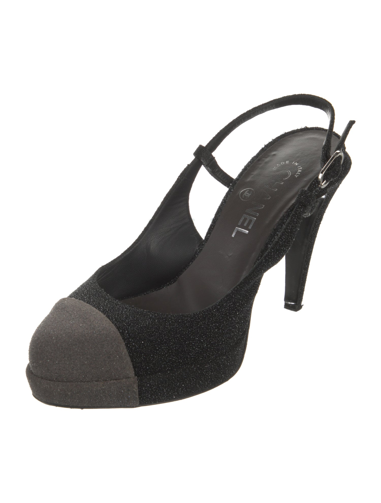 Chanel Interlocking CC Logo Leather Slingback Pumps