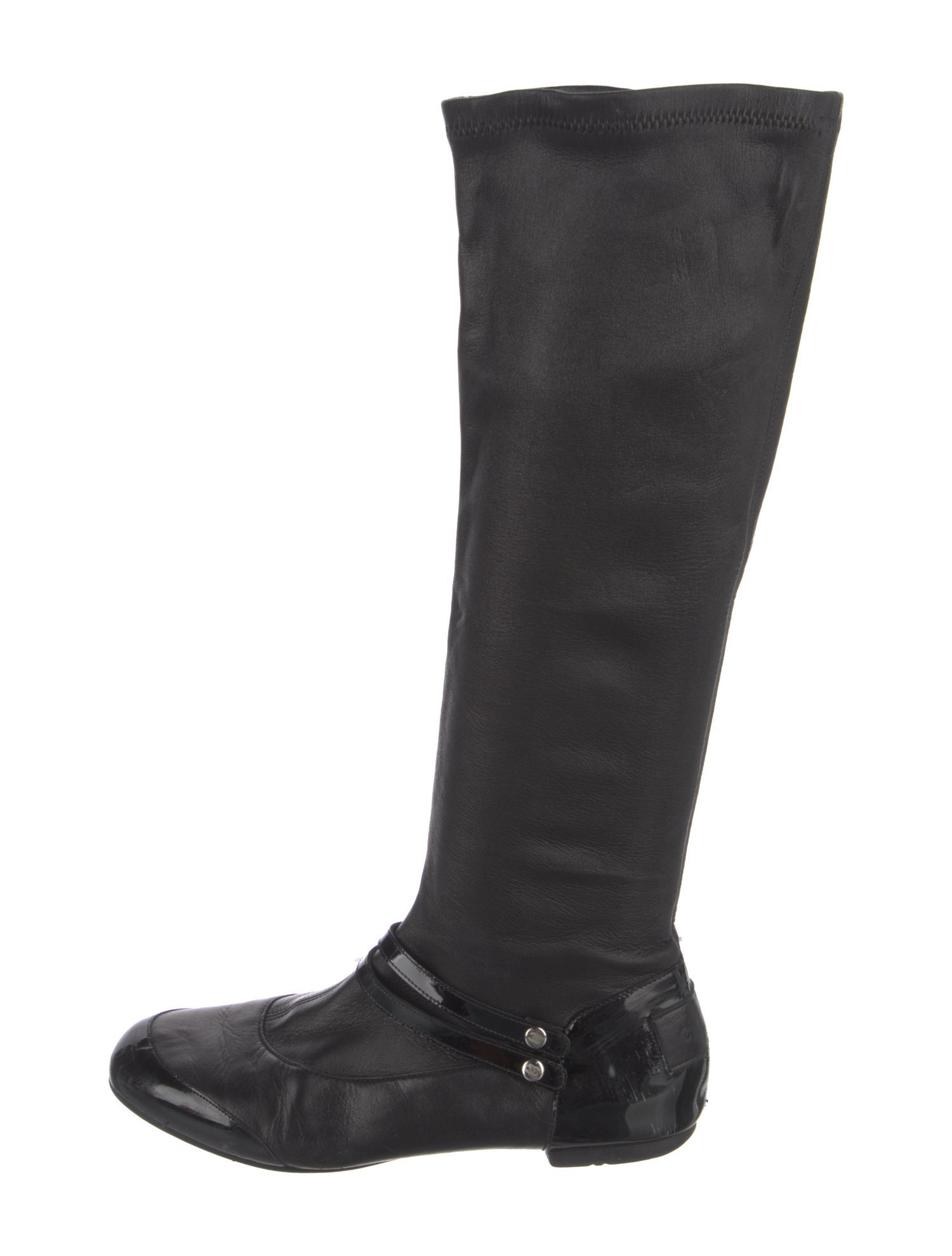 Chanel Interlocking CC Logo Leather Riding Boots