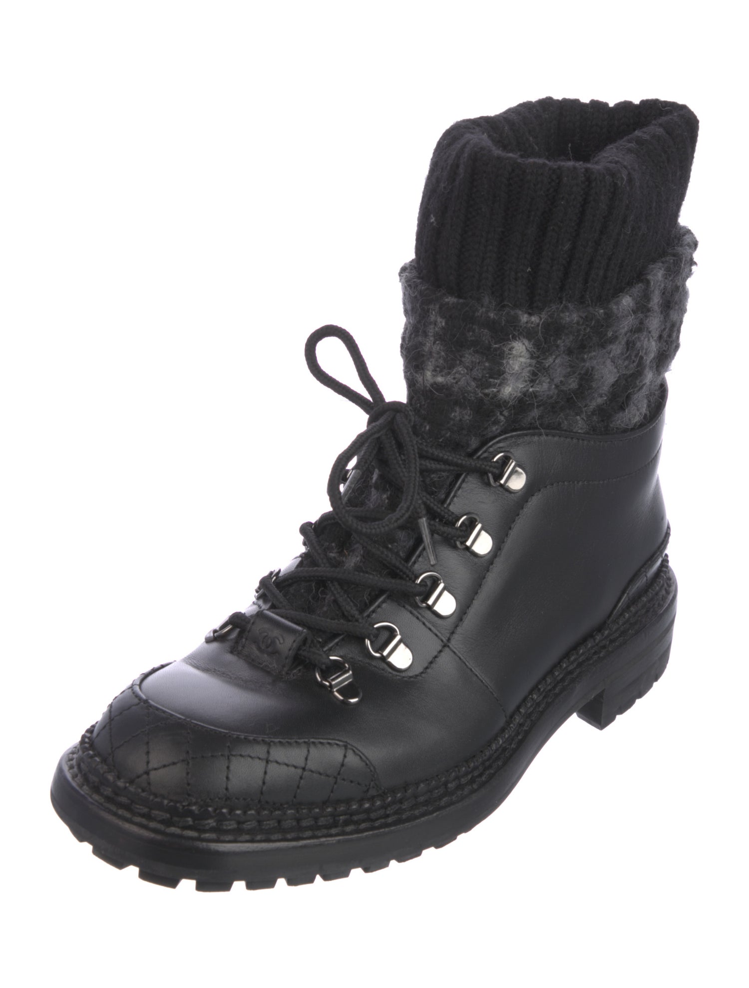Chanel 2016 Interlocking CC Logo Combat Boots