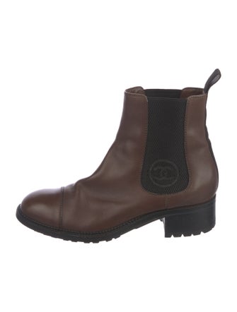 Chanel Interlocking CC Logo Leather Chelsea Boots