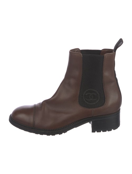 Chanel Interlocking CC Logo Leather Chelsea Boots