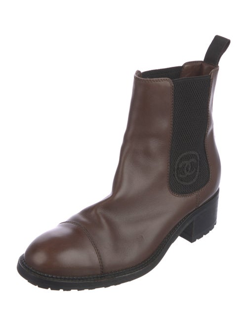 Chanel Interlocking CC Logo Leather Chelsea Boots