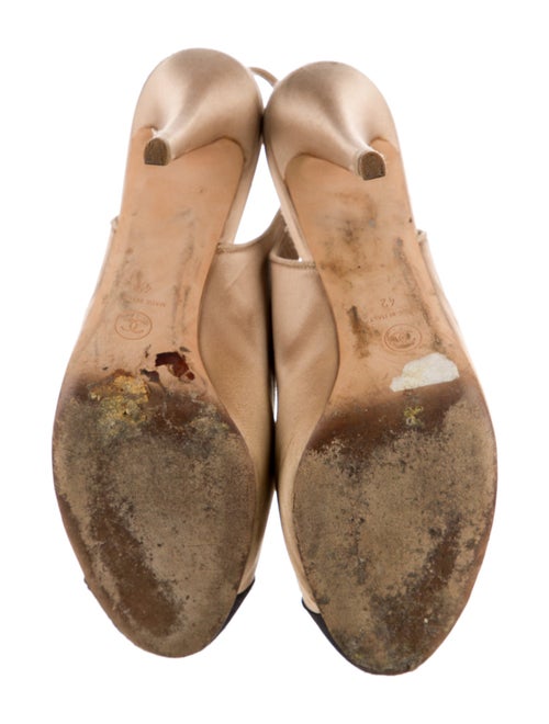 Chanel Interlocking CC Logo Satin Slingback Pumps