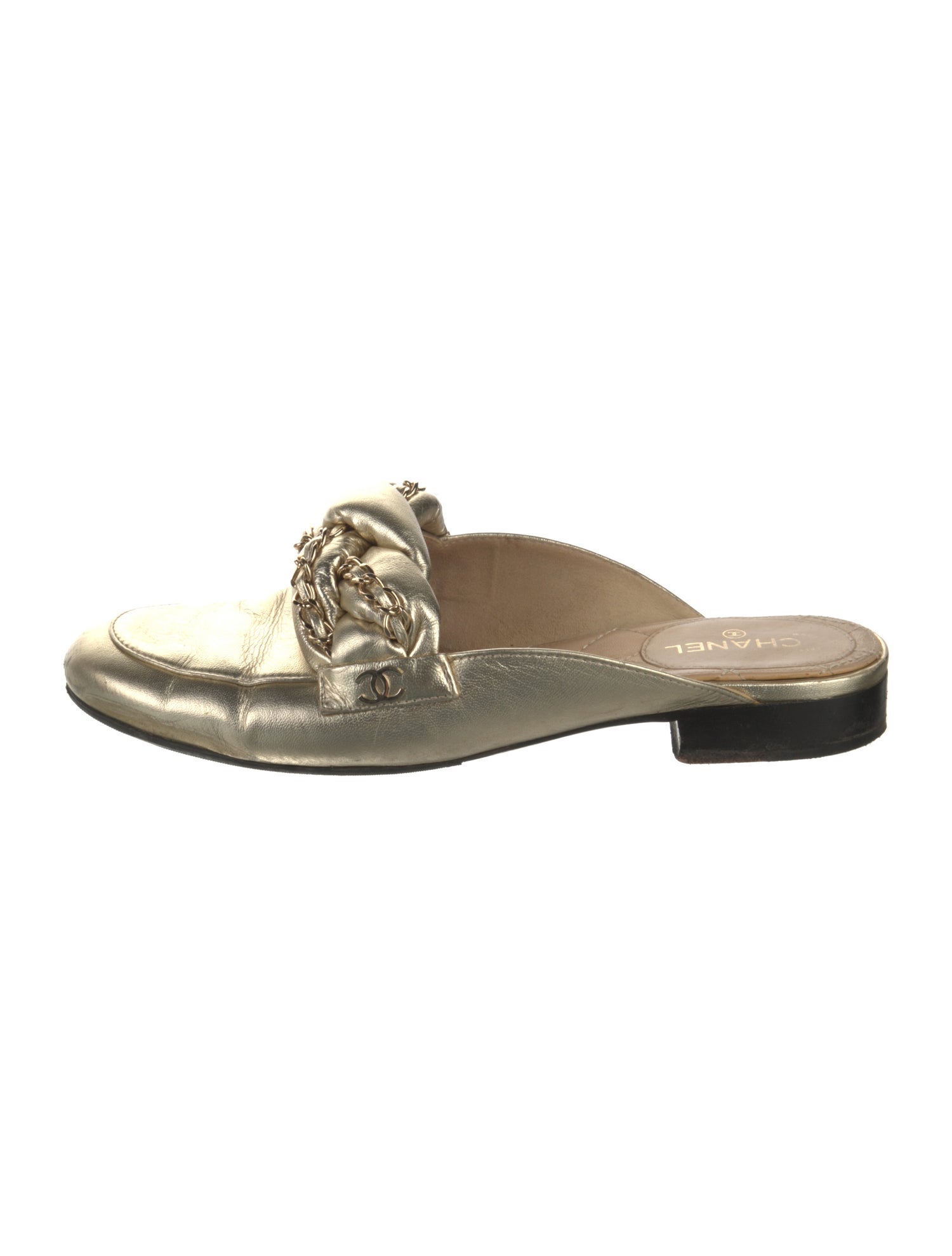 Chanel Interlocking CC Logo Leather Mules