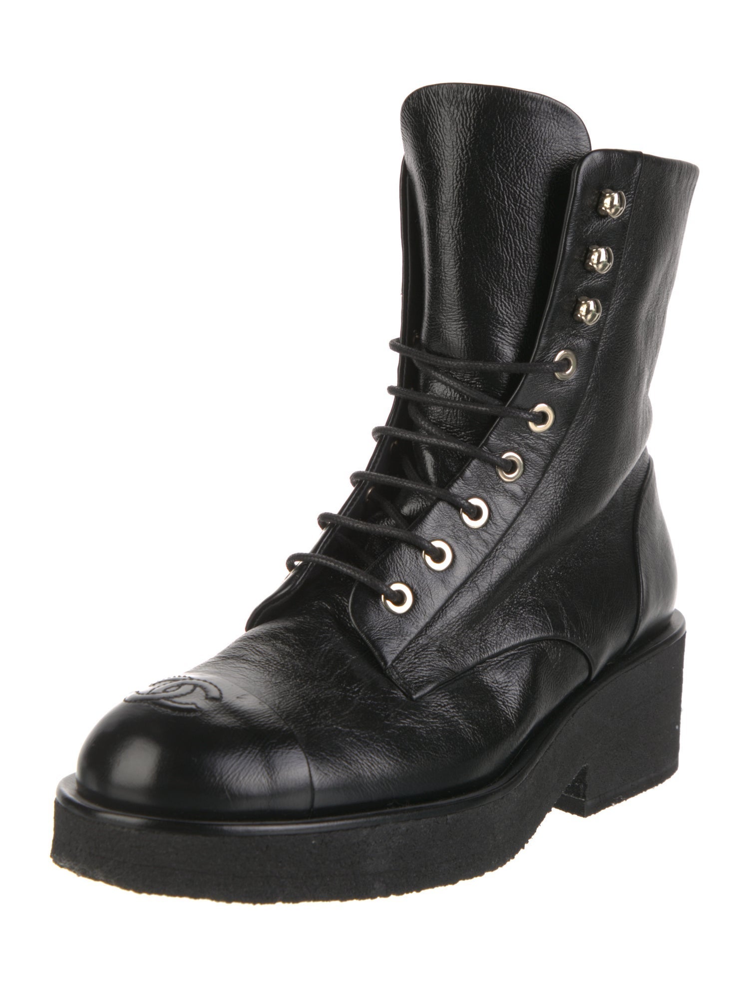 Chanel 2022 Interlocking CC Logo Combat Boots