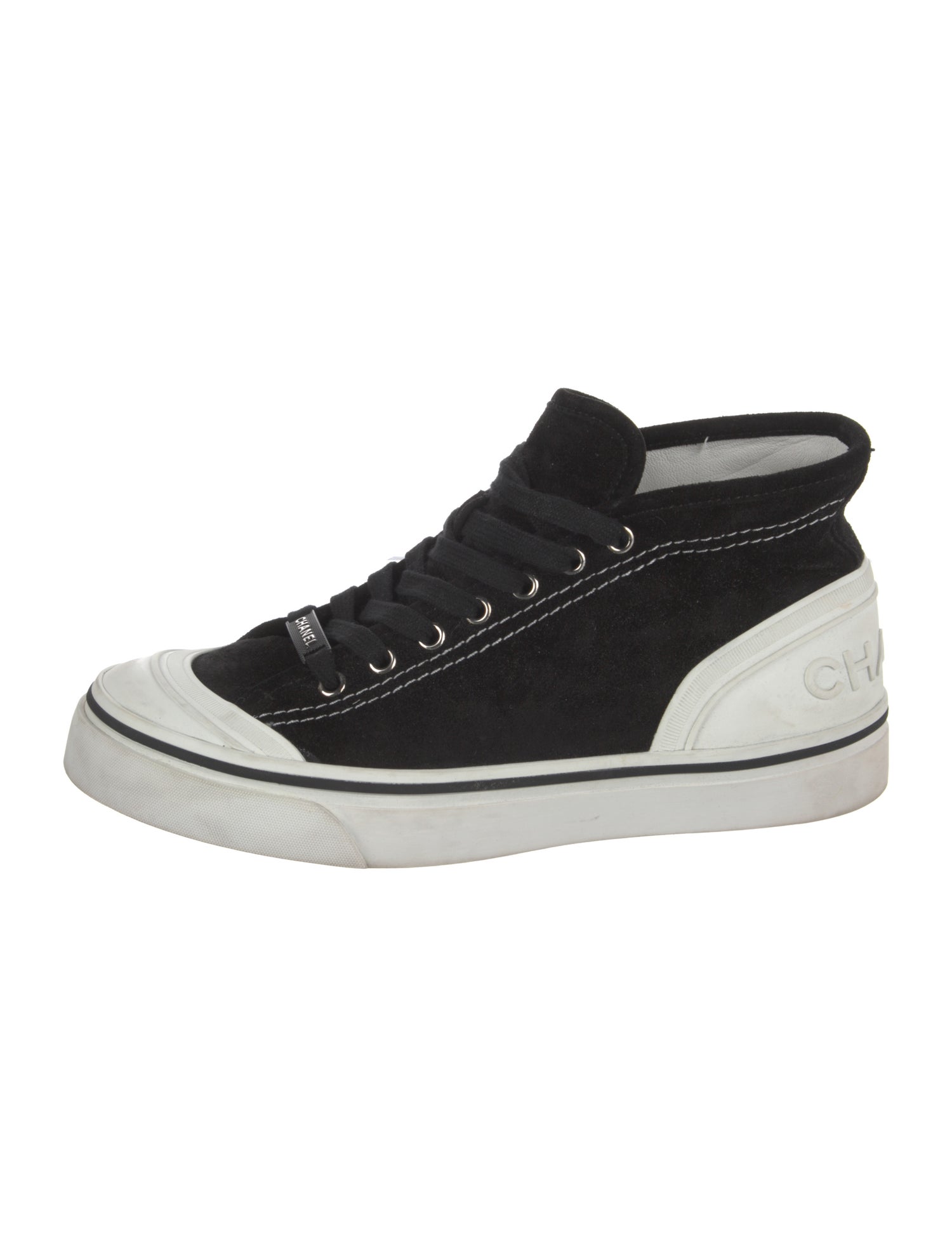 Chanel Suede Colorblock Pattern Sneakers